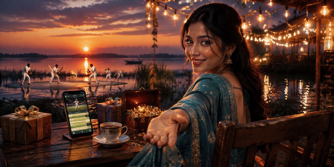 টাঙ্গুয়ার হাওরের কাছে একজন ব্যবহারকারী ক্রিকেট বেটিং উপভোগ করছেন